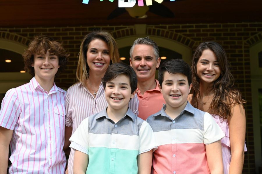 Dominick and his family coming together to celebrate their oldest child, Bellas, 17th birthday. Family members from left top to right bottom are Joe, Rachel, Dominick, Bella, Luca, and Dominick Jr.