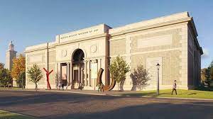 A three dimensional digital render of the planned Raclin Murphy Museum of art. Construction started in early May of 2021 and is on target to be finished in 2023.