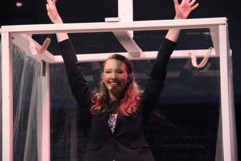 Cleary holds for applause in the 2020 spring musical production of Godspell. She will take her final bow with the Saint Joe Theatre department in their upcoming production of Hello, Dolly this spring in the role of Dolly Levi.