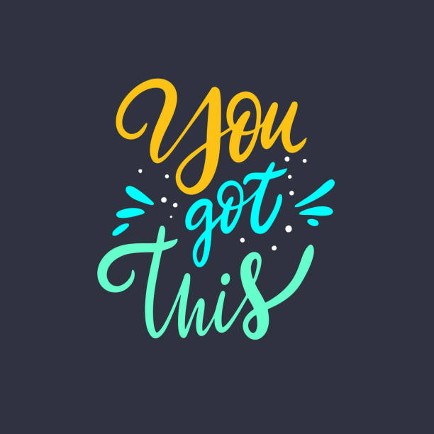 You Got This lettering phrase. Modern colorful typography. Vector illustration. Isolated on black background. Design for card, poster, banner, t-shirt, print and web.
