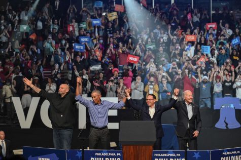 Pennsylvania Senator-elect John Fetterman, Barack Obama, Pennsylvania Governor-Elect Josh Shapiro, and President Joe Biden campaign ahead of the midterm elections. Democrats would outperform expectations in Pennsylvania and nationwide.