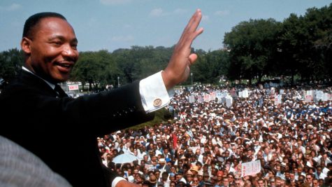 Martin Luther King speaks to a crowd at the 1963 March on Washington