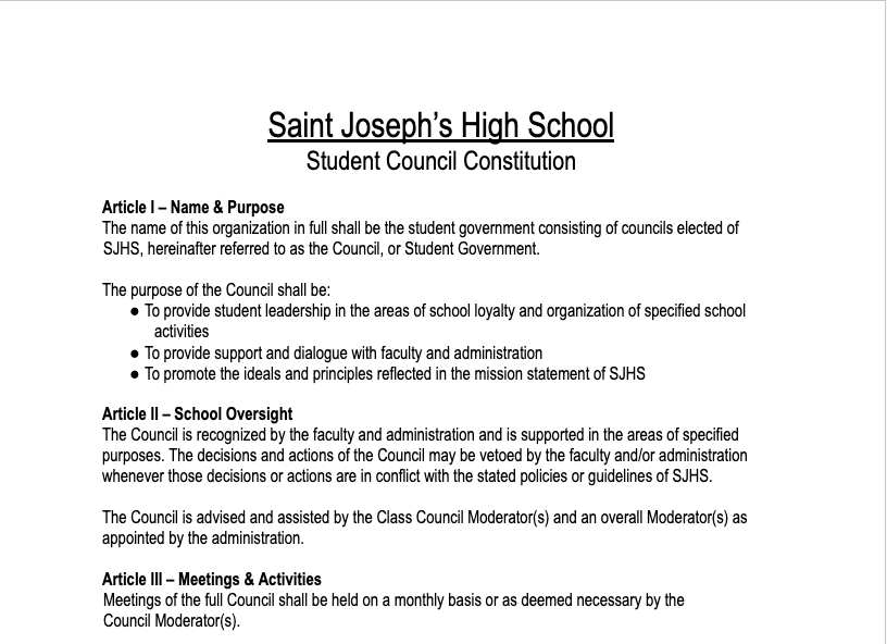 This is the current Student Government Constitution.