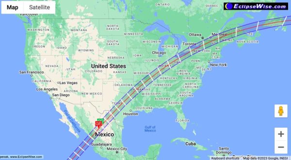 April 2024 Total Solar Eclipses Line of Totality Crosses Over the U.S.
